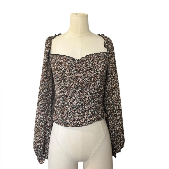 ASTR THE LABEL 
Floral Ruched Sweetheart Neck Top  Sz Small - Picture 3 of 8